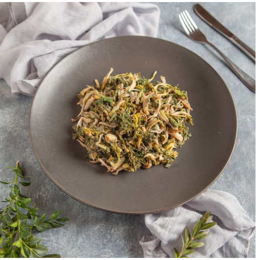 Fried mandak with eggs (chervil)