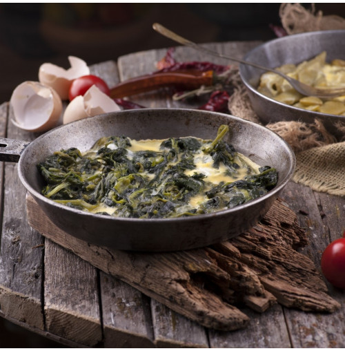 Fried mandak with eggs (chervil)