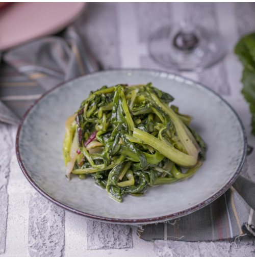 Fried beet greens with eggs